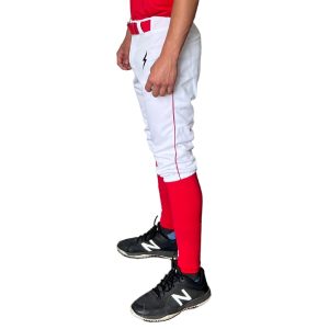 Premium Pro Baseball Knicker Pant w/ Piping - White/Red